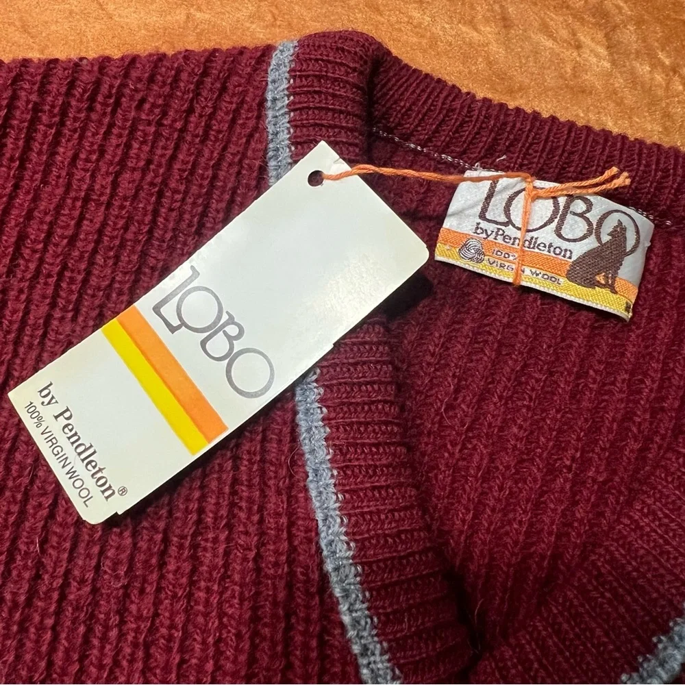 Vintage Pendleton Lobo Wool V-Neck Striped Sweater Medium Made USA new
